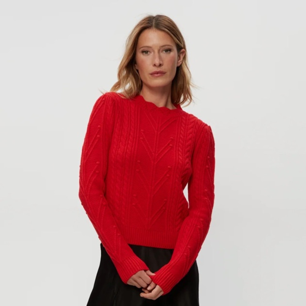 Michael Stars "Pia" Vibrant Red Cable Knit Sweater, New with tags, Never worn